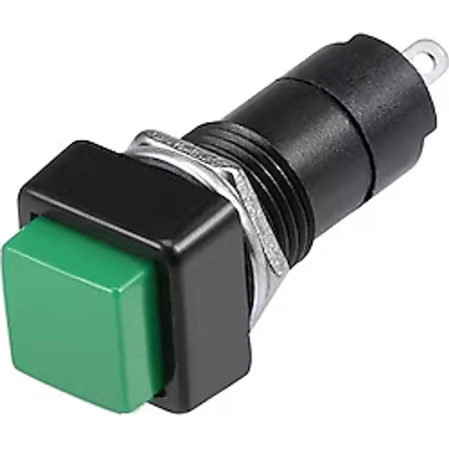 Pbs-306b 12mm Yaylı Push Buton - Yeşil