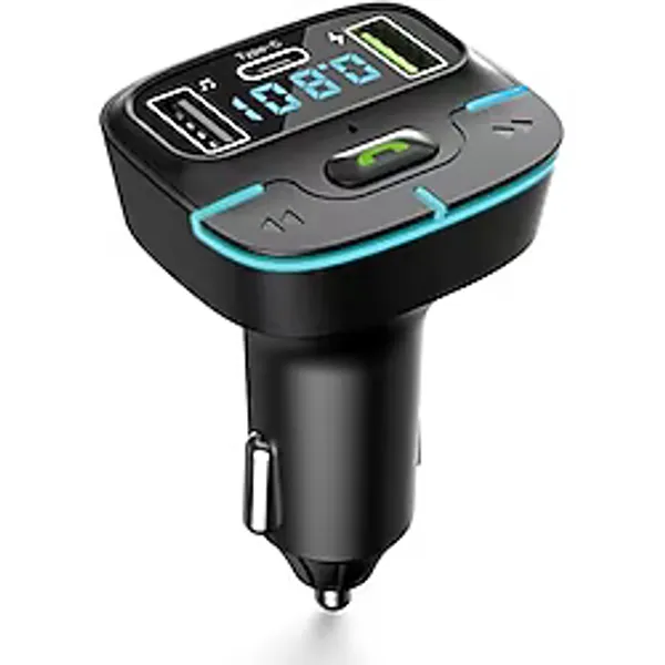 PDAteknoloj F9 Araç Fm Transmitter 5.3 Bluetooth Araç Kiti Usb Type-C Hızlı Şarj Çıkışlı Çakmaklık Girişli