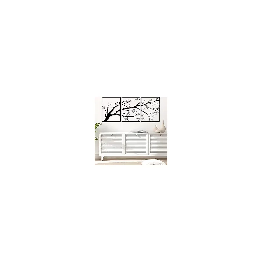 Pduoduo 3'lü Set Büyük Hayat Ağacı Duvar Dekoratif, Metal Duvar Dekoru, Ağaç Tabelası, Daldaki Kuşlar Ev Bahçe Ofis İç Mekan Dış Mekan için Metal Heykel (39,9 x 89,9 cm)