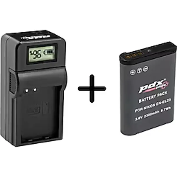 PDX Plus,Nikon ile uyumlu En-El23 Fotoğraf Makinesi Bataryası Ve Şarj Cihazı.