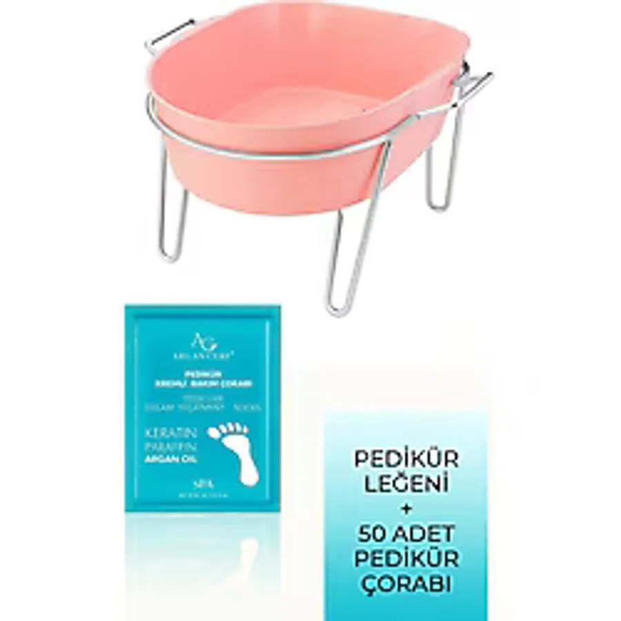 Pedikür Leğeni Şeker Pembesi ve Pedikür Çorabı 50'li