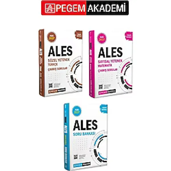 PEGEM AKADEMİ 2027 ALES Sayısal Yetenek Matematik Tamamı Çözümlü Çıkmış Sorular + 2027 ALES Sözel Ye