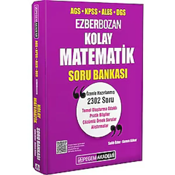 Pegem Akademi Yayıncılık AGS KPSS ALES DGS Kolay Matematik Soru Bankası