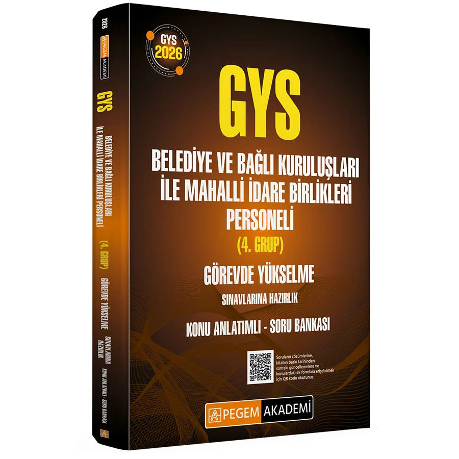 Pegem Yayınları 2026 GYS Belediye ve Bağlı Kuruluşları ile Mahalli İdare Birlikleri Personeli (4.Grup) Görevde Yükselme Sınavlarına Hazırlık Konu Anlatımlı Soru Bankası