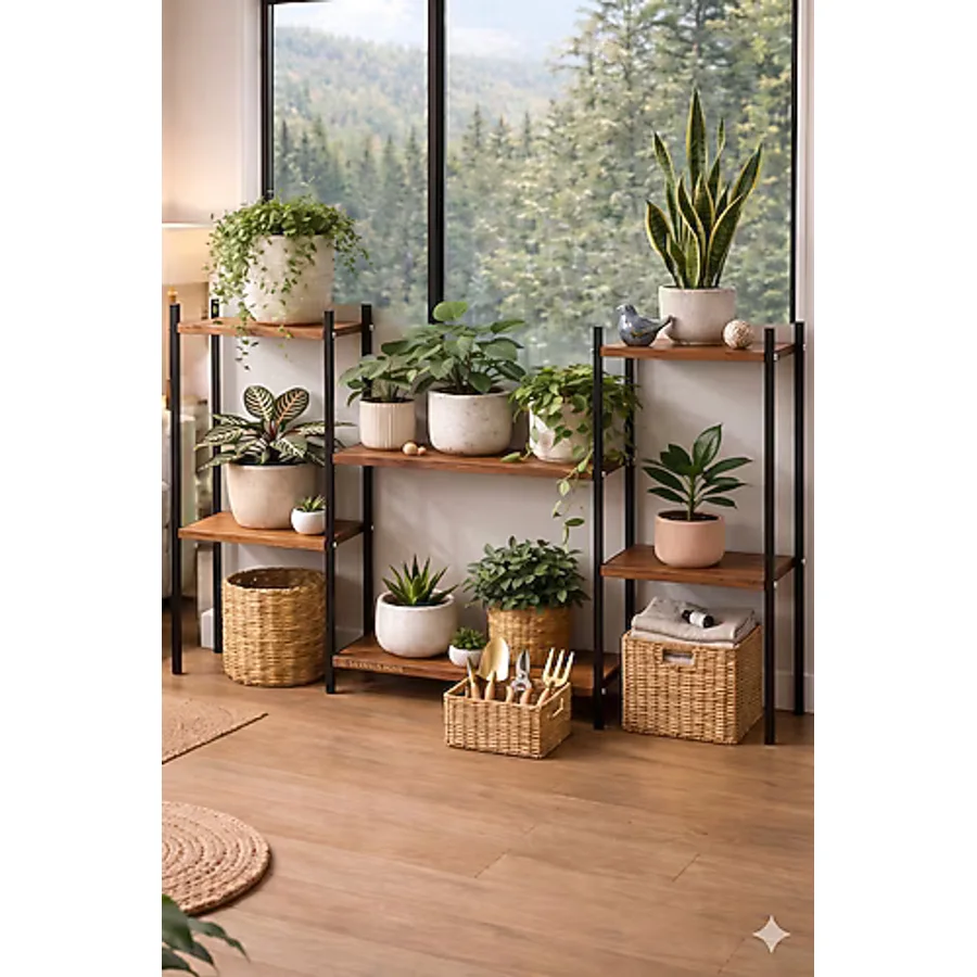 PEKA Saksılık Metal Çiçeklik Saksı Standı Çok Katlı Bitki Rafı Balkon ve Bahçe İçin