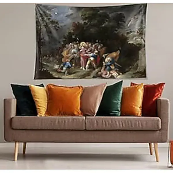 Pelangi Çok Renkli Tarihi Figürlü Leke Tutmaz Kadife Kumaş Duvar Örtüsü Duvar Halısı Tapestry YWLL473, 100 x 140