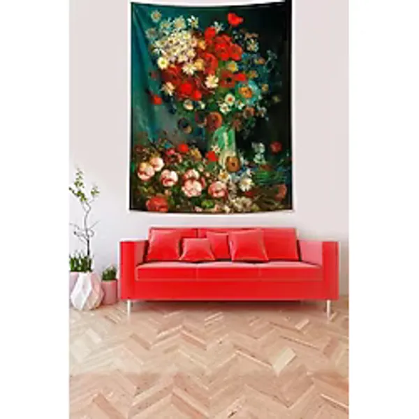 Pelangi Van Gogh Güller Ve Çayır Çiçekleri Leke Tutmaz Kumaş Duvar Örtüsü Duvar Halısı Tapestry GOGH009, 70 x 70