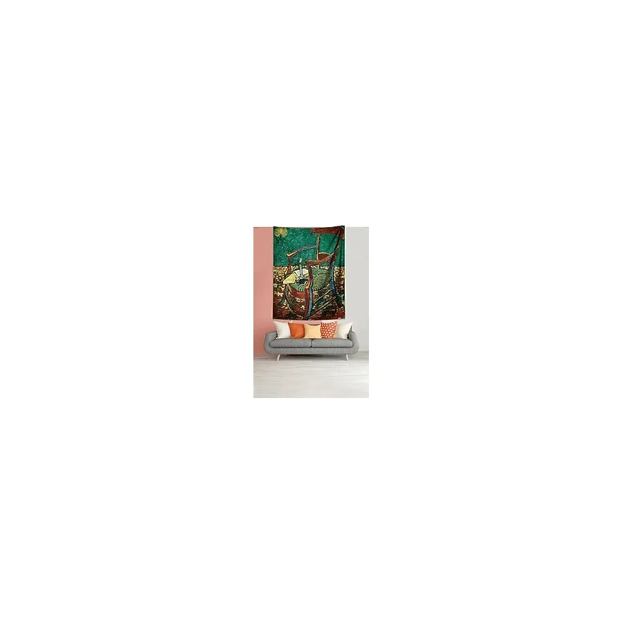 Pelangi Van Gogh'Un Sandalyesi Leke Tutmaz Kumaş Duvar Örtüsü Duvar Halısı Tapestry GOGH005, 140 x 230