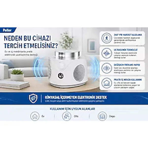 Peller Pro Repeller Ultrasonik-Elektronik Fare, Haşere, Akrep, Yarasa Kovucu