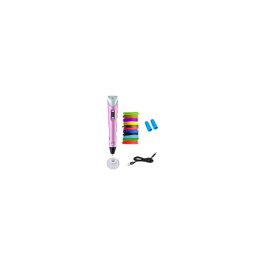 Pembe 3D Kalem 3D Pen Yazıcı Kalem - 10 Adet 5 Metrelik PLA Filament (Toplam 50M) + USB Kablo