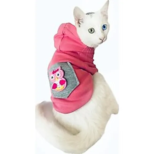 Pembe Baykuş Sweatshirt Kedi Süeteri Kedi Kıyafeti