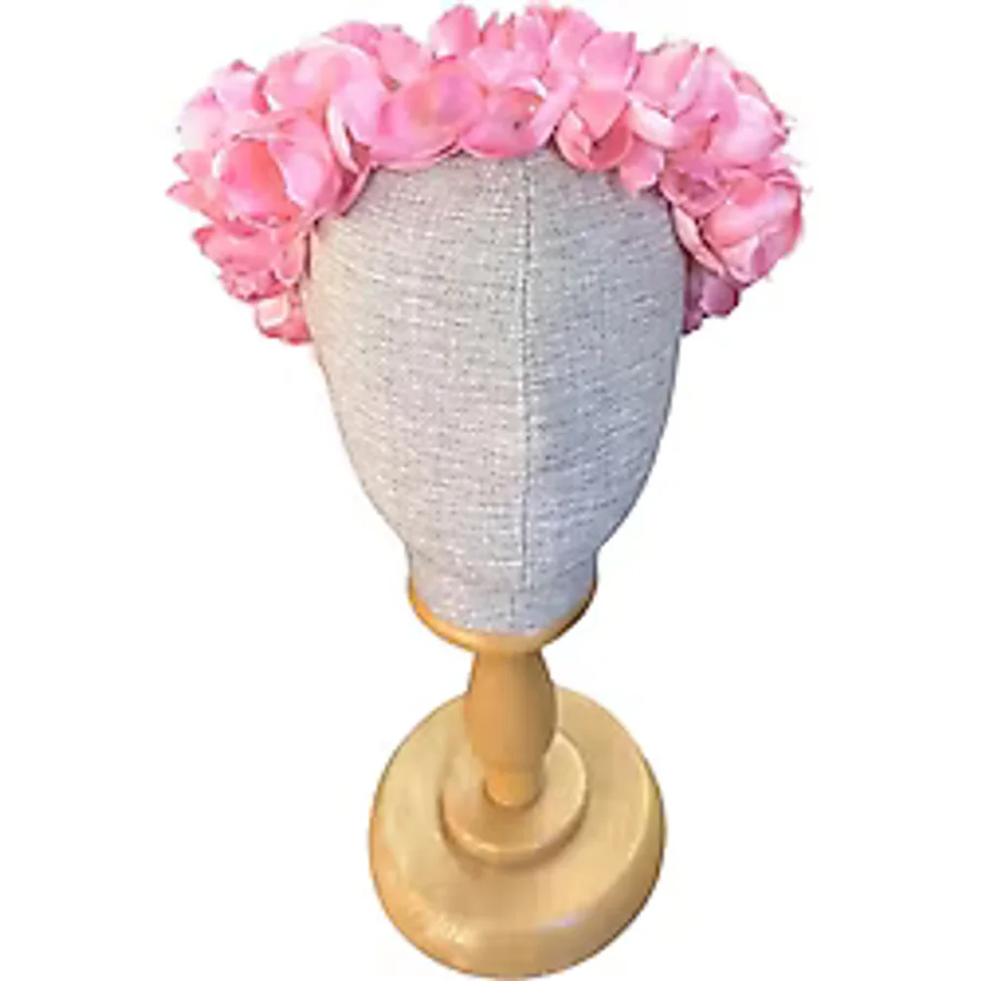 pembe çiçekli taç saç aksesuarı