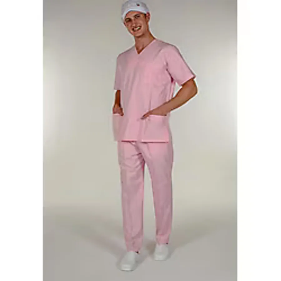 Pembe Erkek Medikal Doktor Hemşire Forma Cerrahi Yaka Takım