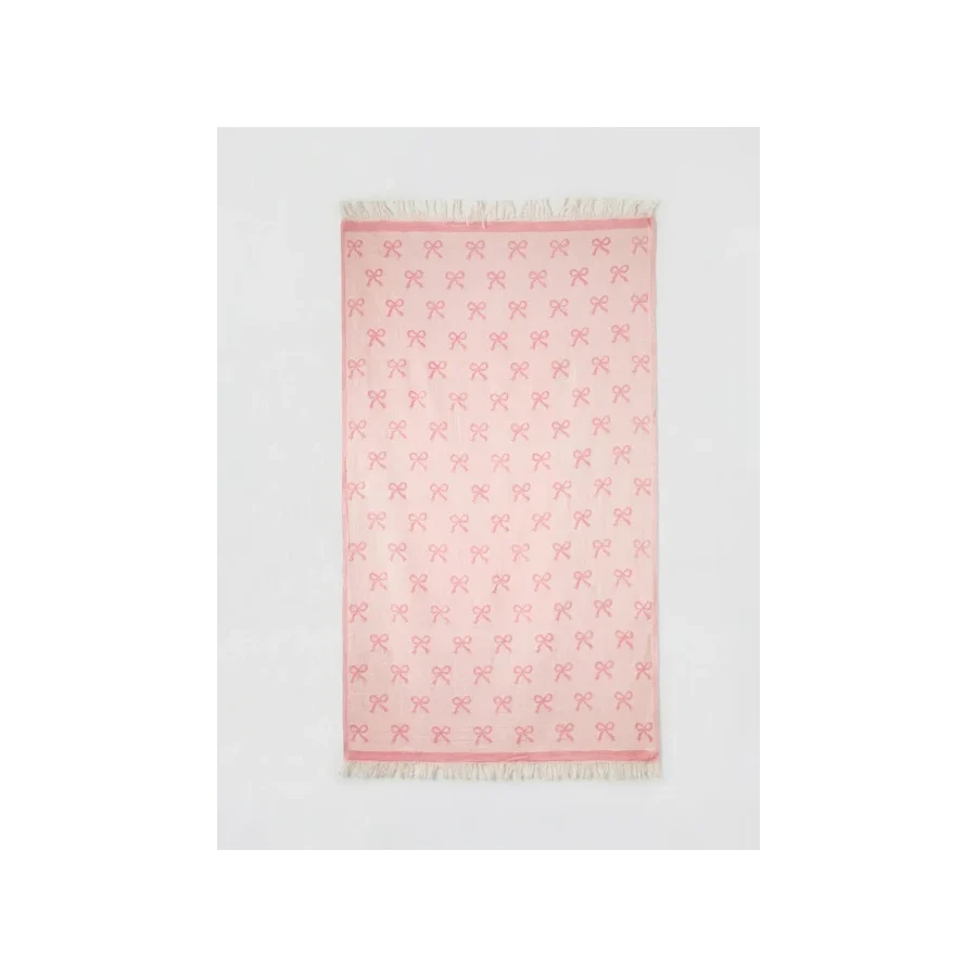 Pembe Fiyonk Desenli Peştemal Havlu 90x165 cm