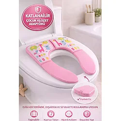 Pembe Katlanabilir Çocuk Klozet Adaptörü Taşınabilir Kaymaz Tuvalet Eğitimi Aparatı