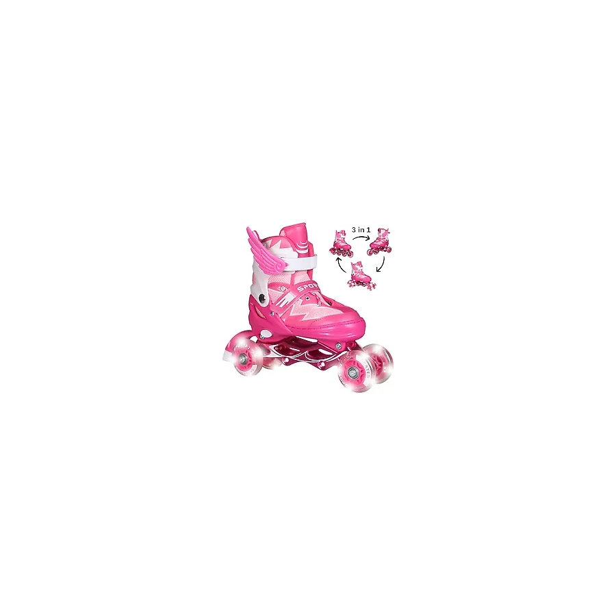 Pembe Melek Kanatlı Işıklı Paten Kız Çocuk Pateni Silikon 4 Teker