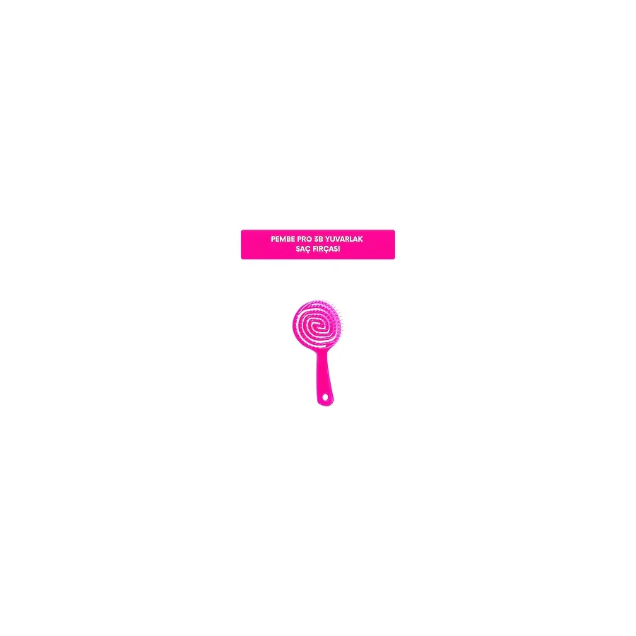 Pembe Pro Üç Boyutlu Yuvarlak Saç Fırçası