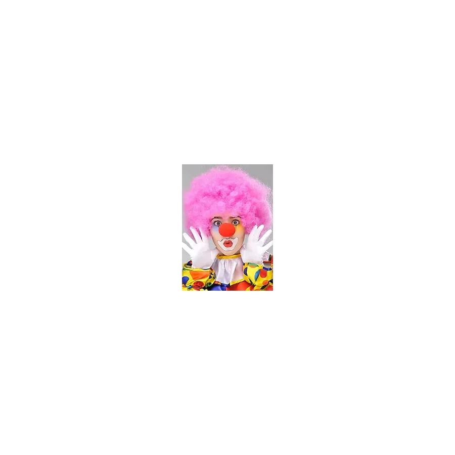 Pembe Renk Kıvırcık Afro Bonus Peruk Takma Saç Ve Kırmızı Burun Seti