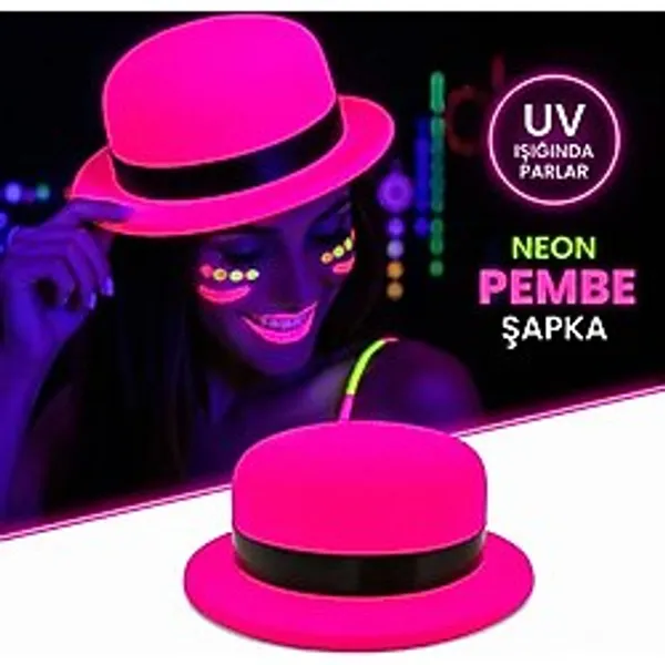 Pembe Uv Parti Şapkası Plastik