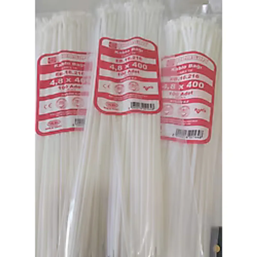 Pemsan 4.8X400 Plastik Cırt Kelepçe Kablo Bağı Beyaz 100'Lu Paket
