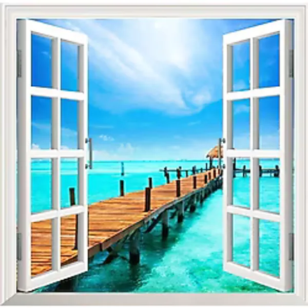 Pencere Poster Duvar Kağıdı Deniz Yapışkanlı Sticker