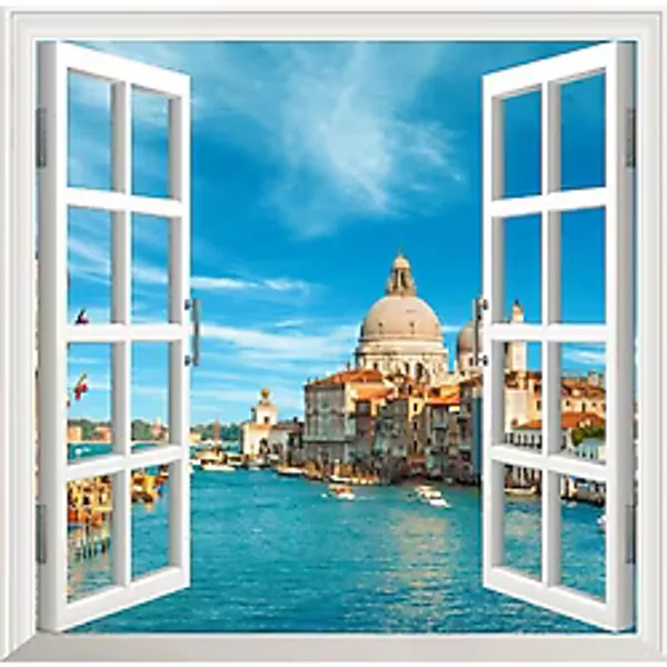 Pencere Poster Duvar Kağıdı Venedik Yapışkanlı Sticker