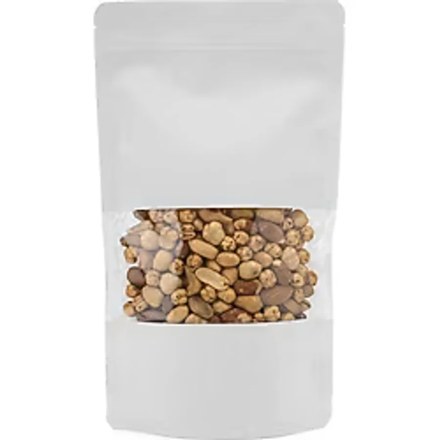 Pencereli Beyaz Kraft Kilitli Doypack Ambalaj 13 x 22,5 + 3,5 cm - 250 gr. 1000 Adet