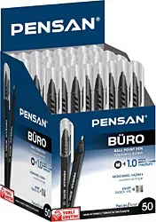 Pensan 2270 1.0 mm 50'li Paket Siyah Tükenmez Kalem