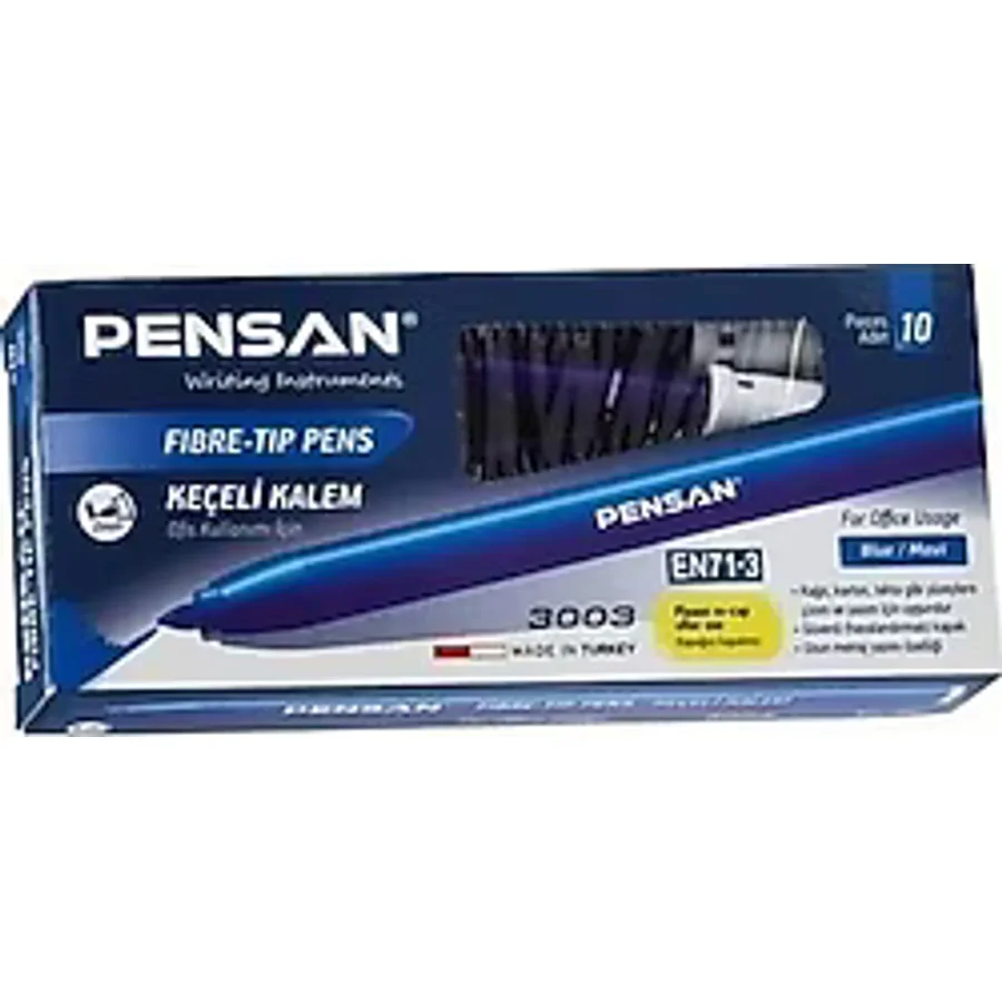 Pensan 3003 10'lu Mavi Keçeli Kalem