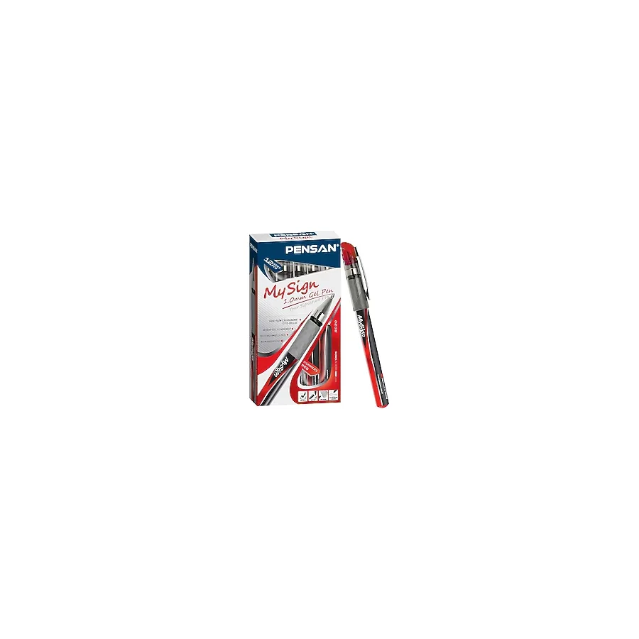 Pensan My Sign 1.0 mm 12'li Kırmızı Jel Roller Kalem
