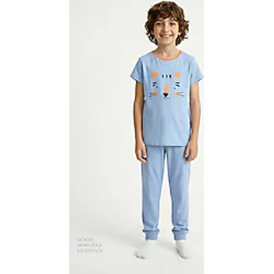 Penti Mavi Erkek Çocuk Cute Tiger Uzun Kollu Pamuklu 2'li Pijama Takımı