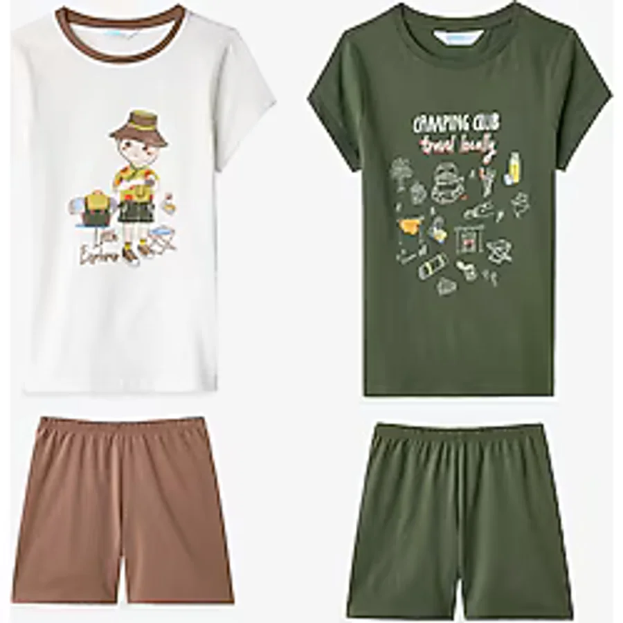 Penti Yeşil Erkek Çocuk Camping Club Pamuklu 2'li Pijama Takımı