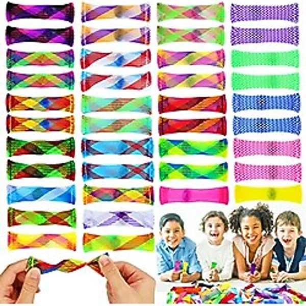 PenVinoo 40 Paket Karışık Renkli Mermer Örgü Fidget Oyuncakları, Fidget OY Stres Giderici oyuncak, Odak Geliştirme, Mermer ve Örgü Fidget'ları ADHD ADD OCD Otizmi Otizmi olan Yetişkinler ve Çocuklar i