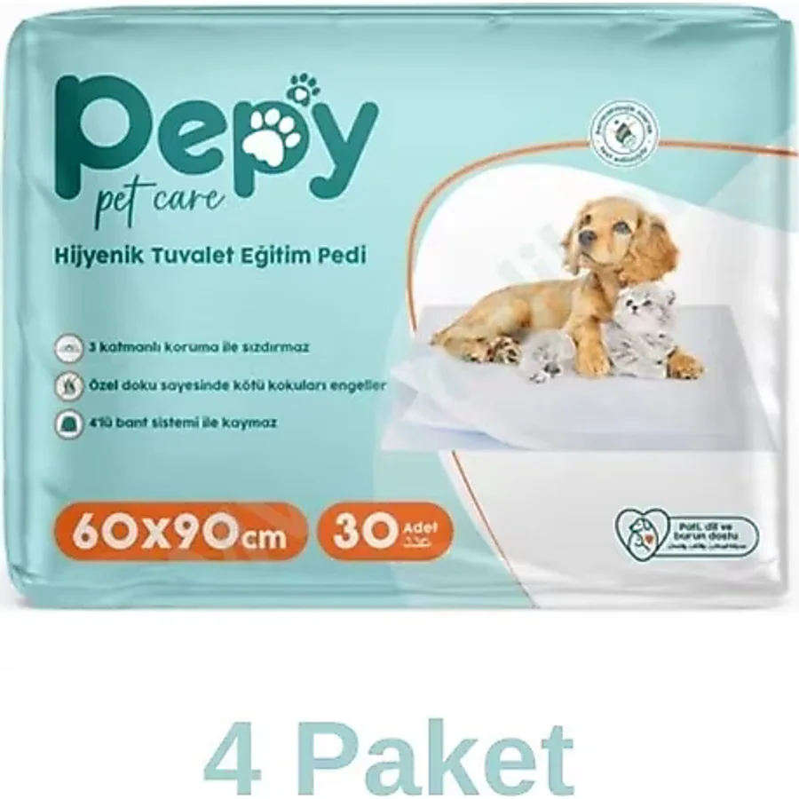 Pepy Kedi Kumu 60X90 Hijyenik Tuvalet Eğitim Pedi 30'Lu 4 Paket 120 Adet