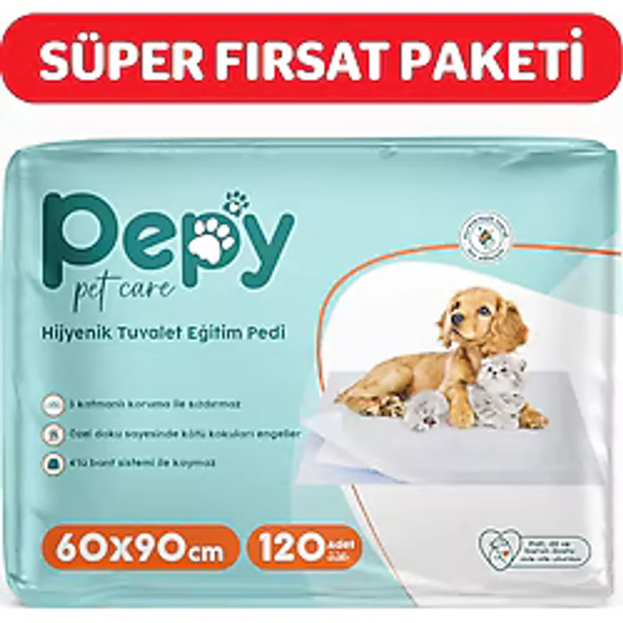 Pepy Pet Care Pepy 60X90 cm Hijyenik Tuvalet Eğitim Pedi 30'lu 4 Paket 120 Adet