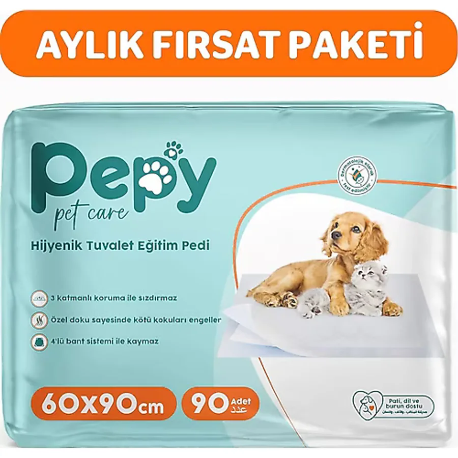 Pepy Pet Care Pepy 60X90 Hijyenik Tuvalet Eğitim Pedi 30'lu 3 Paket 90 adet