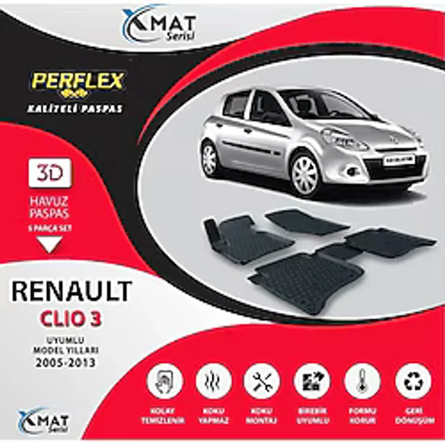 Perflex Paspas 3D Havuzlu X-Mat Clıo 3 2005-2013