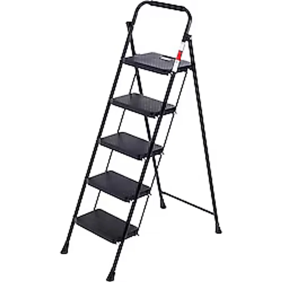 Perilla 51405 Stepla Geniş 5 Basamaklı Katlanır Merdiven Eurotower Siyah 5 Basamaklı