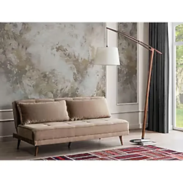 Perla Sofa Retro Kolsuz Yataklı Kanepe Vizon