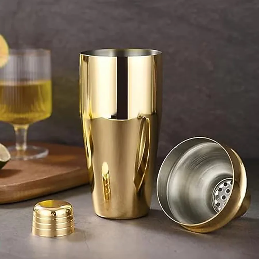 Perlotus Çelik Gold Kaplama 700 ml Kokteyl Shaker Karıştırıcı