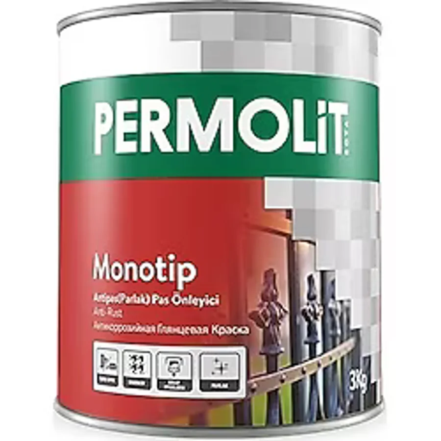 Permolit Monotip Antipas Parlak Metal Boyası 0,75Lt Siyah 3001
