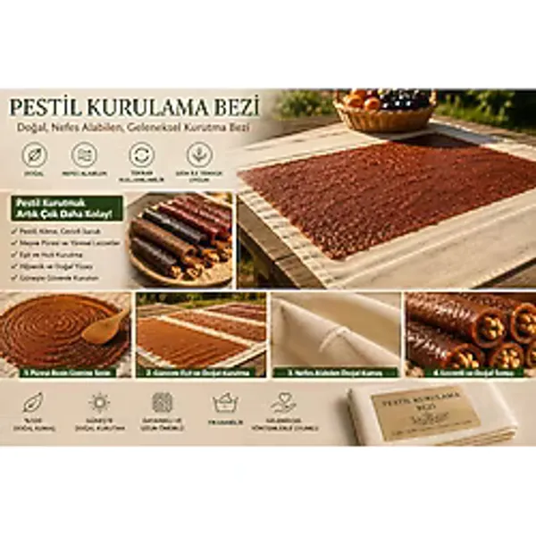 Pestil Kurulama Bezi - Doğal Nefes Alabilen Ham Bez Pestil, Köme ve Meyve Püresi Kurutma Bezi Tekrar Kullanılabilir Pamuklu Kumaş