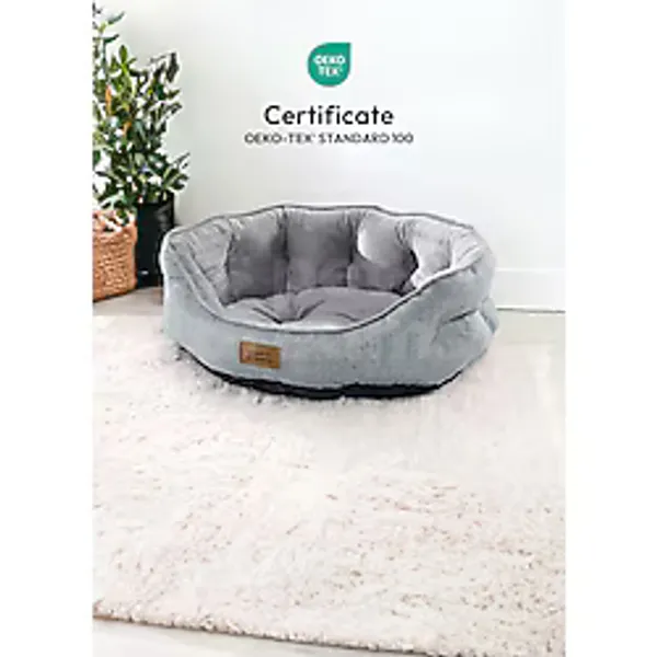 Pet Dreams Sprit Lüks Kedi/Köpek Yatağı, Kaymaz Altlık, Sertifikalı Peluş Kumaş, Yıkanabilir, Silikon Elyaf Dolgulu - 70 x 60 , GRİ