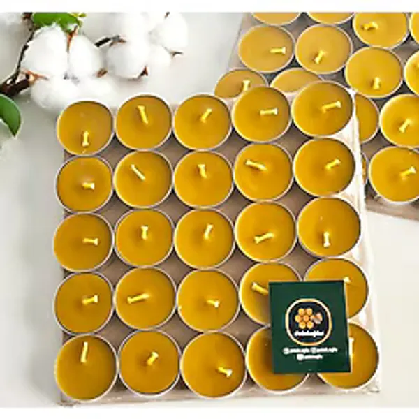 Petekoğlu (100 ADET) Bal Mumu Tealight Mum Doğal Petek Balmumu Mum Standart Boy Buhurdanlık İçin Doğal