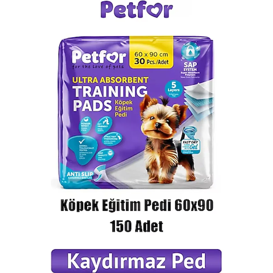 Petfor Köpek Eğitim Pedi 60x90 Kaydırmaz Bantlı 150 Adet