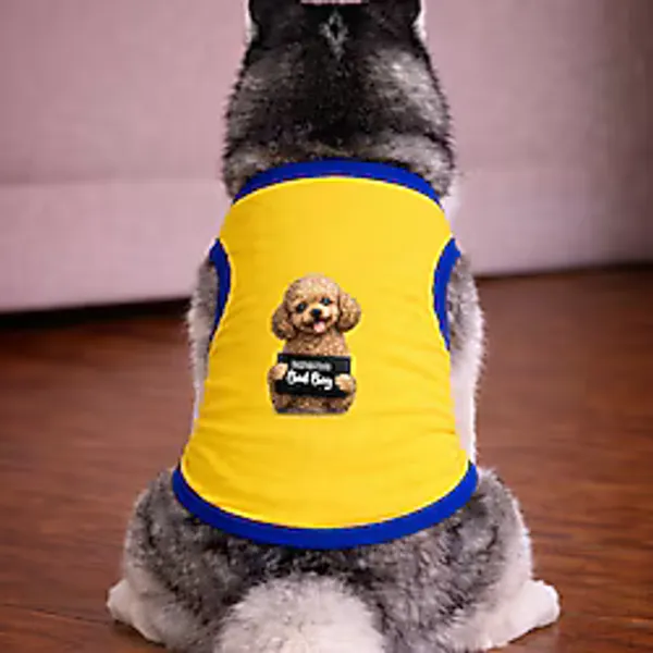petite pati Sari Wanted Poddle Köpek Tshirt Köpek Kıyafeti (%100 Pamuk Penye) Kucuk ve Buyuk irklar