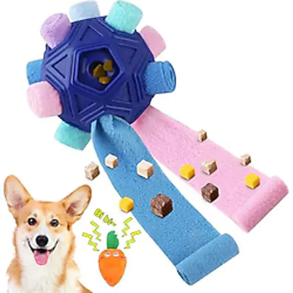 Petration Köpek Snuffle Topu-Etkileşimli Bulmaca Köpek Oyuncakları Doğal Toplayıcılık Becerilerini Teşvik Eder Eğitim ve Stres Giderme için Yavaş Besleyici, Bez Şerit Her Boyutta Köpekler için