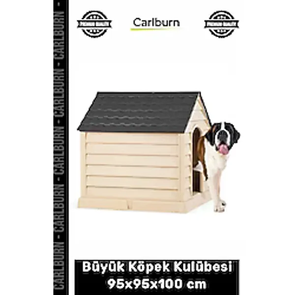 #Petshop Su Geçirmez Plastik Dış Mekan Bahçe Tipi Konforlu Büyük Köpek Kulübesi 95X95x100 Cm