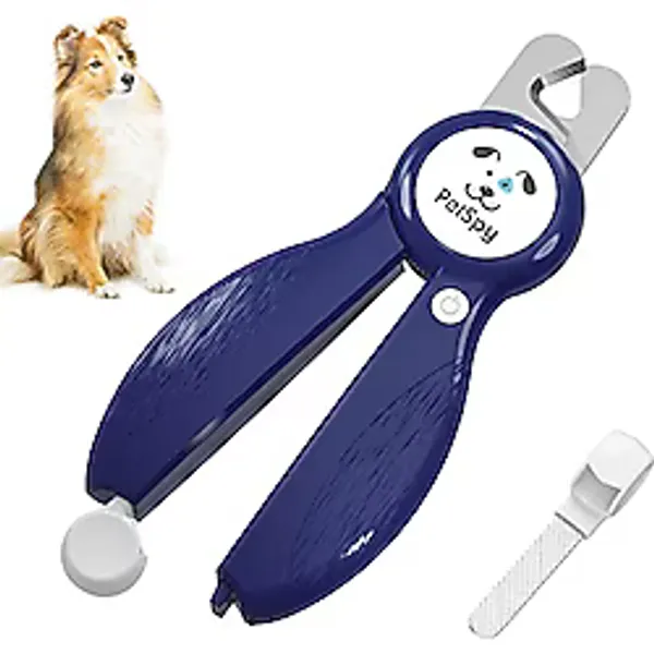 PetSpy LED kılavuz ışıklı en yeni köpek tırnak makası, profesyonel pençe bakımı, tırnak törpüsü, tıraş bıçağı, hayvanlar için ev bakım alet kiti (koyu mavi)