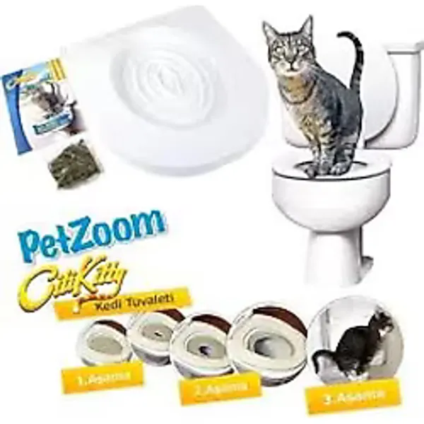 PetZoom Citi Kitty Kedi Tuvalet Eğitim Seti - Kedi Klozete Alıştırma Aparatı